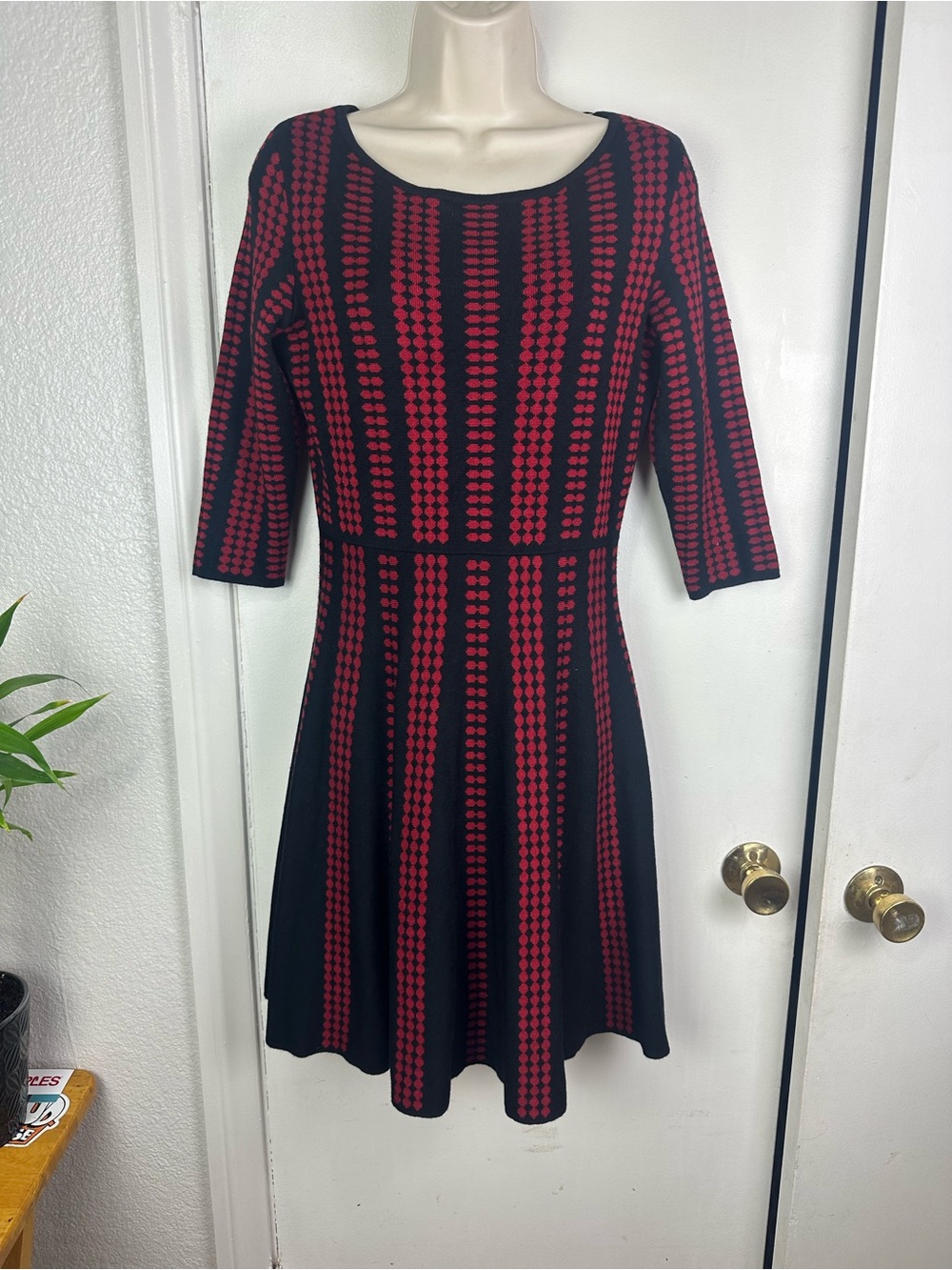 Danny & Nicole Black and Red Fit-and-Flare Dress